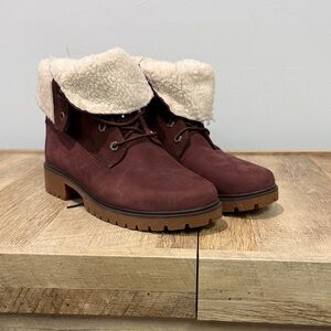 Timberland Women's Burgundy Shearling-Lined Boots